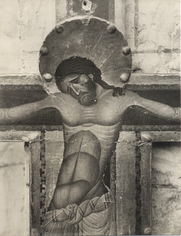 Istituto Centrale per il Catalogo e la Documentazione: Fototeca Nazionale — Giunta Pisano - sec. XIII - Cristo crocifisso — particolare, prima del restauro 1937